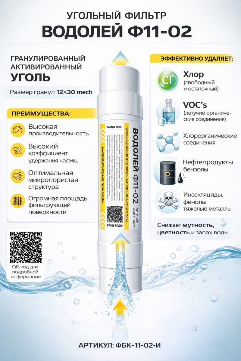 «Водолей Ф11-02» угольный фильтр для предварительной очистки воды.
